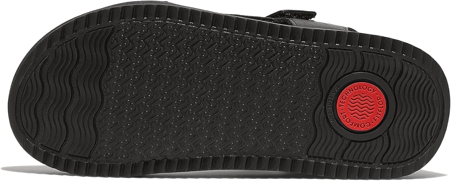 image:imageFitFlop Surff Adjustable Leather BackStrap Sandals for Women Leather Upper Open Round Toe All Black 5 M B