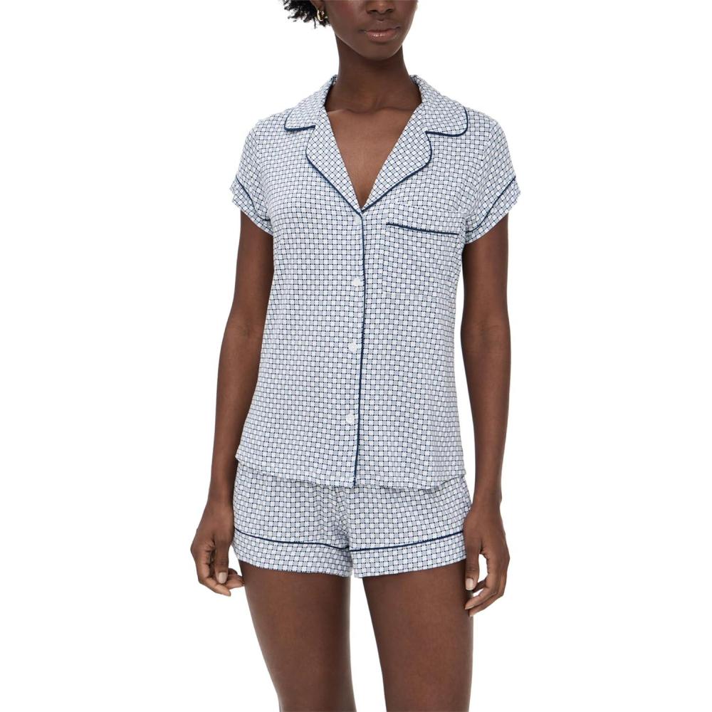 image:imageEberjey Gisele Relaxed Short PJ SetGeosphere Grey DawnNavy