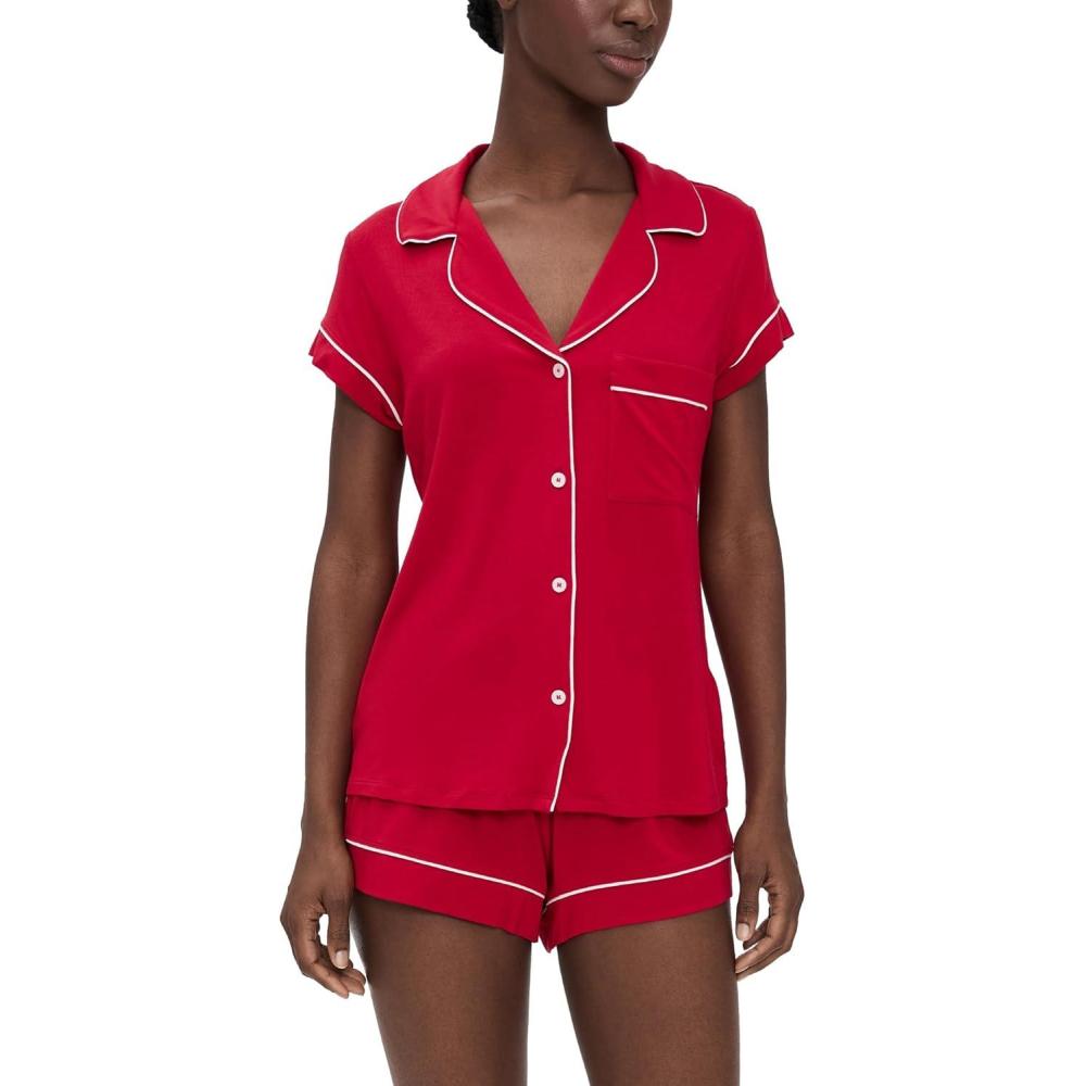 image:imageEberjey Gisele Relaxed Short PJ SetHolly RedIvory