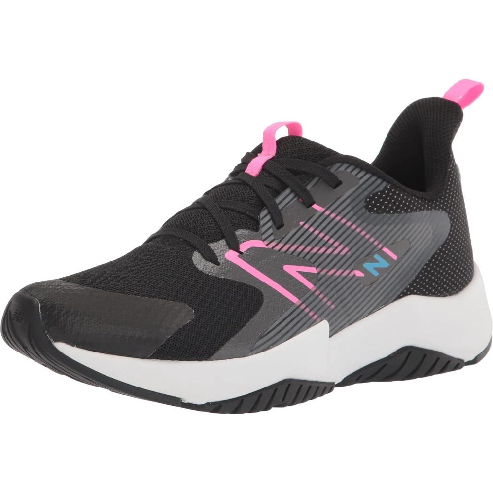 image:imageNew Balance unisexchild Rave Run V2 LaceupBlackVibrant Pink