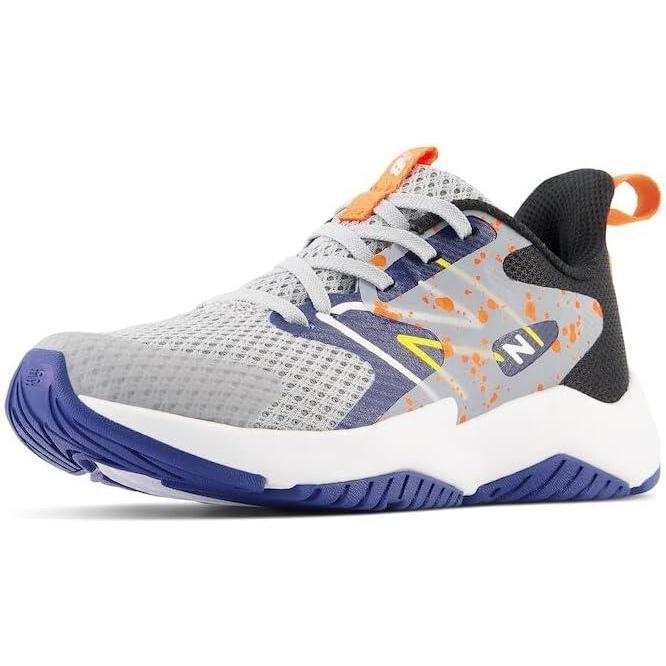 image:imageNew Balance unisexchild Rave Run V2 LaceupRain CloudNight SkyBlaze Orange