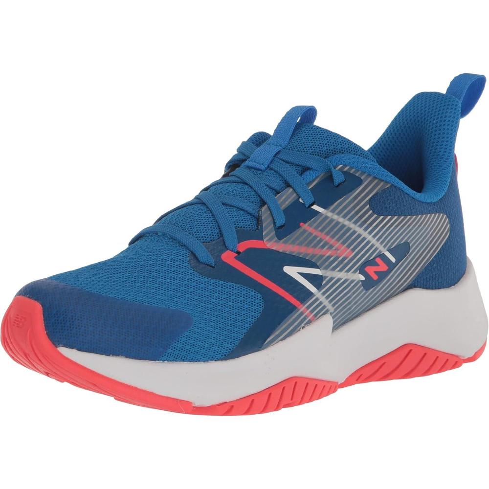 image:imageNew Balance unisexchild Rave Run V2 LaceupSerene BlueBlue GrooveElectric Red