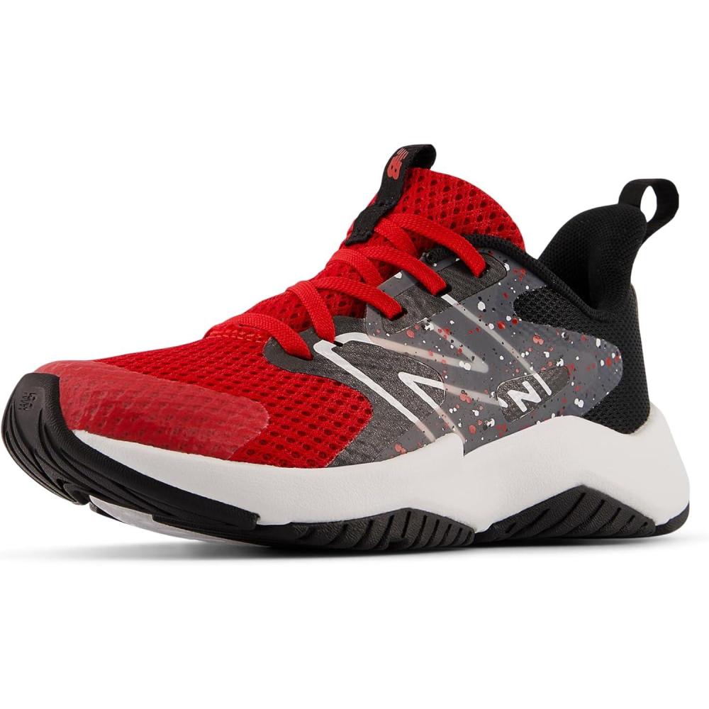 image:imageNew Balance unisexchild Rave Run V2 LaceupTeam RedBlackBlack Cement