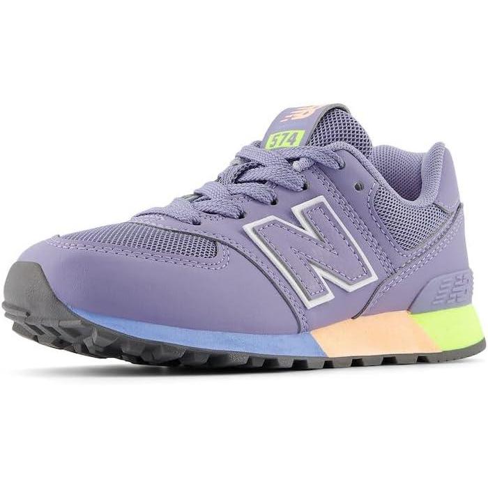 image:imageNew Balance Kids 574 V1 LaceUp SneakersAstral PurpleClear Yellow