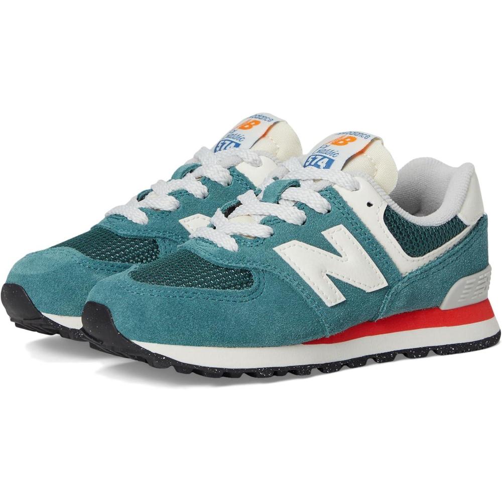 image:imageNew Balance Kids 574 V1 LaceUp SneakersNew SpruceBlast Red