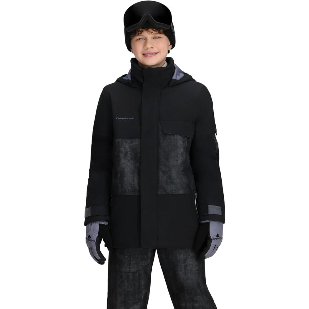 image:imageObermeyer Boys Axel Ski Jacket Waterproof Breathable Insulated with 2way Stretch Extended Wear SystemBlack