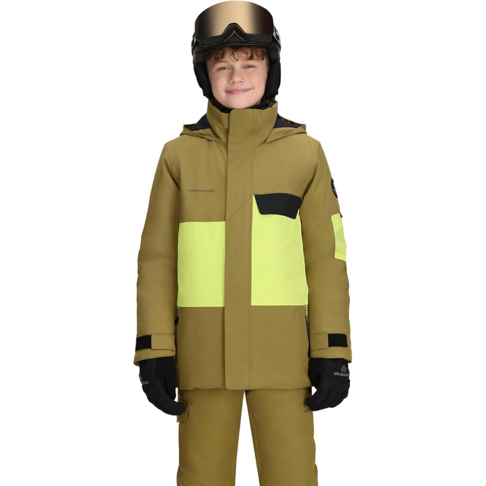 image:imageObermeyer Boys Axel Ski Jacket Waterproof Breathable Insulated with 2way Stretch Extended Wear SystemGreen Smokey Olive