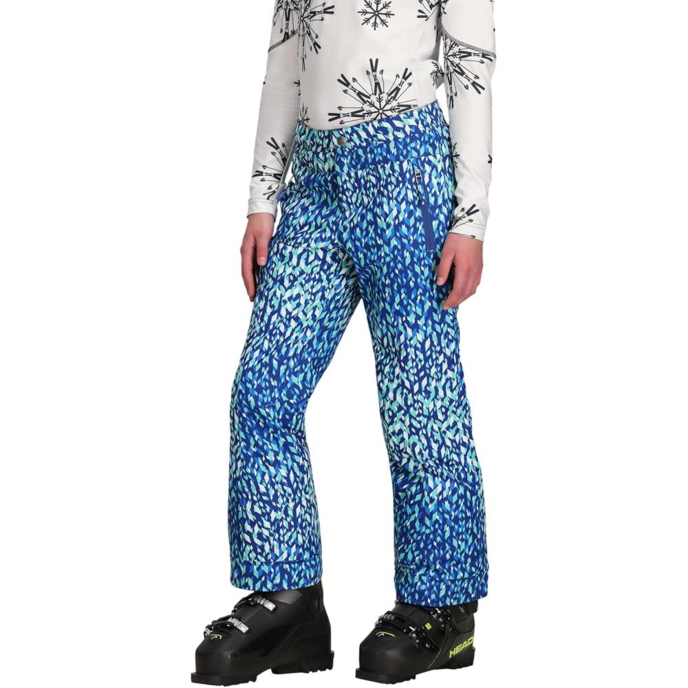 image:imageObermeyer Girls Brooke Print Snow Pants Insulated and Waterproof with Extended Wear SystemBlue Atmospheric Art