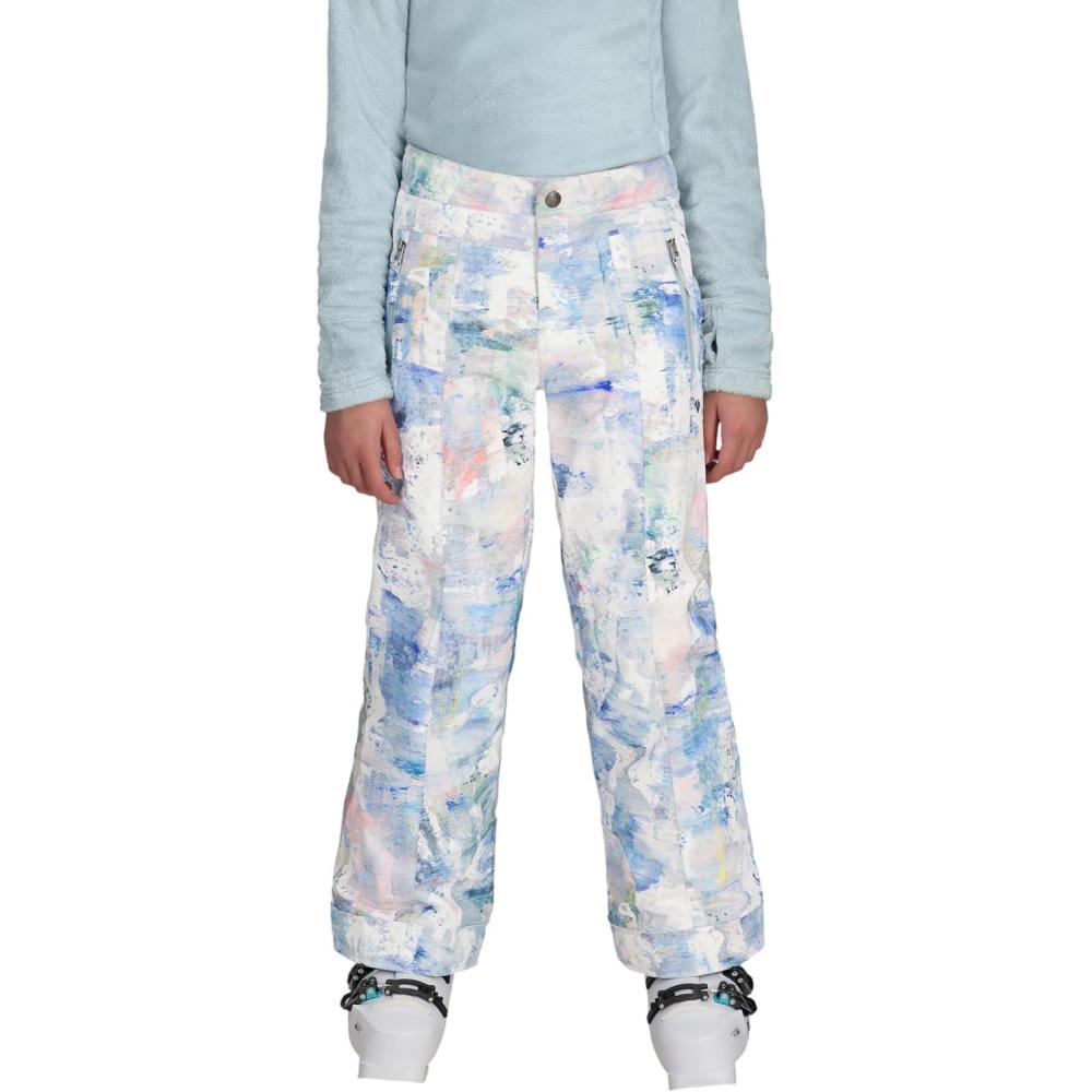 image:imageObermeyer Girls Brooke Print Snow Pants Insulated and Waterproof with Extended Wear SystemWhite Blue Tree Love