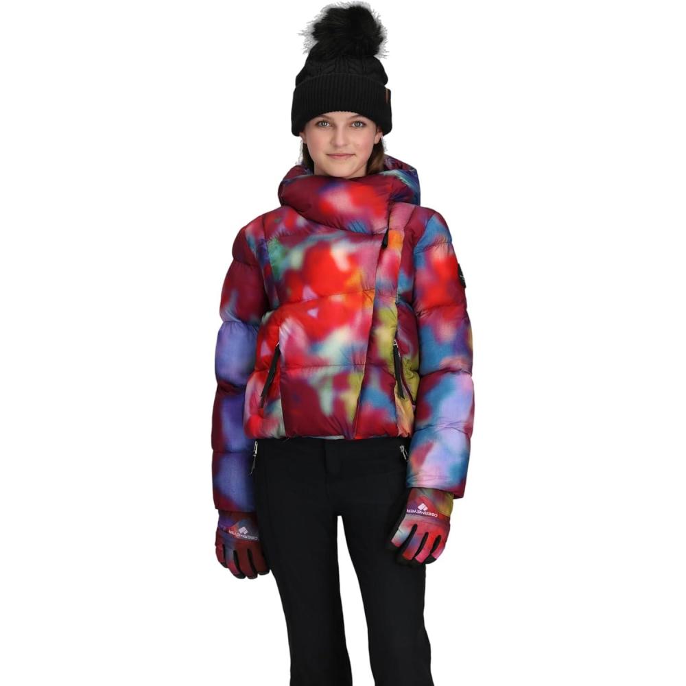 image:imageObermeyer Girls Isla Ski Jacket Insulated and Waterproof with Extended Wear SystemRed Pink Misteria Daze