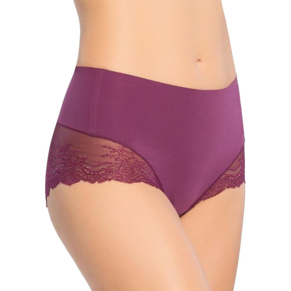 image:imageSPANX smooth Undietectable Lace HiHipster Core Control Comfortable Lace Shapewear Underwear No Visible Panty LinesPlum Berry