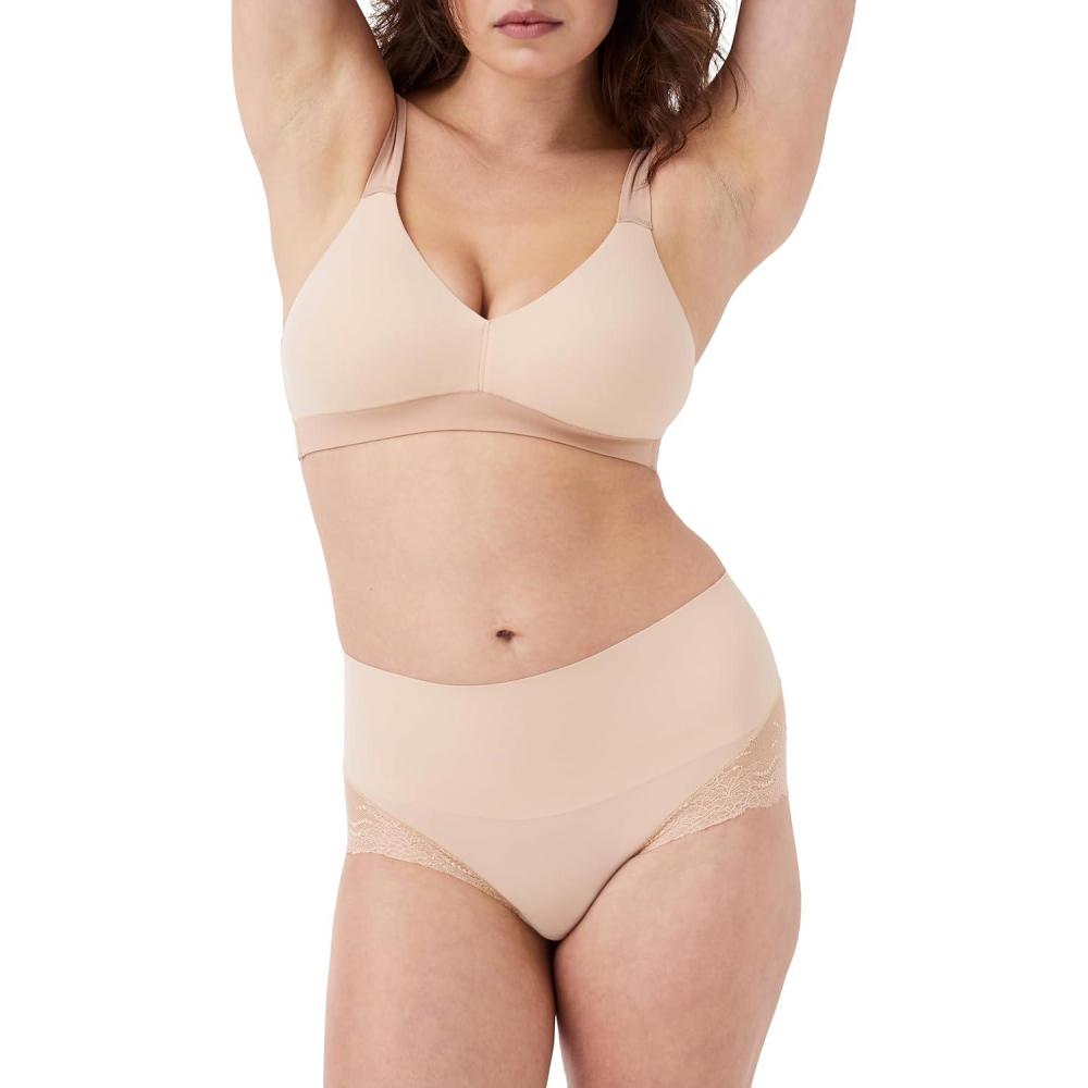 image:imageSPANX smooth Undietectable Lace HiHipster Core Control Comfortable Lace Shapewear Underwear No Visible Panty LinesSoft Nude