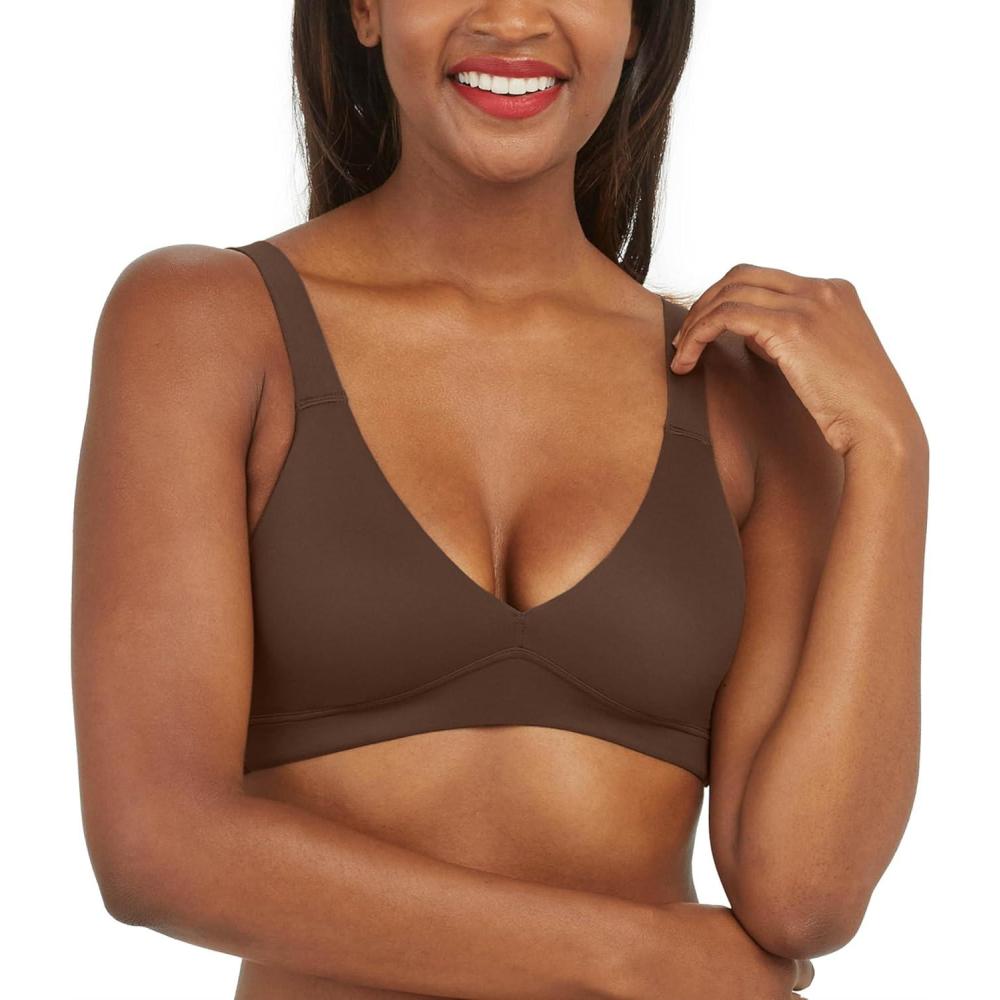image:imageSPANXsmooth BraLlelujah Unlined Bralette Comfortable Support WireFree Bra Hosiery Back Smoothing DigFree StrapsChestnut Brown