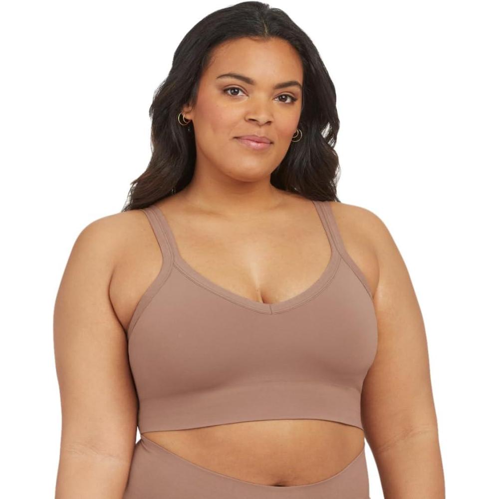 image:imageSPANXsmooth EcoCare Seamless Shaping Longline Bralette Comfortable Everyday Bralette Womens Bra with No UnderwireCafe Au Lait