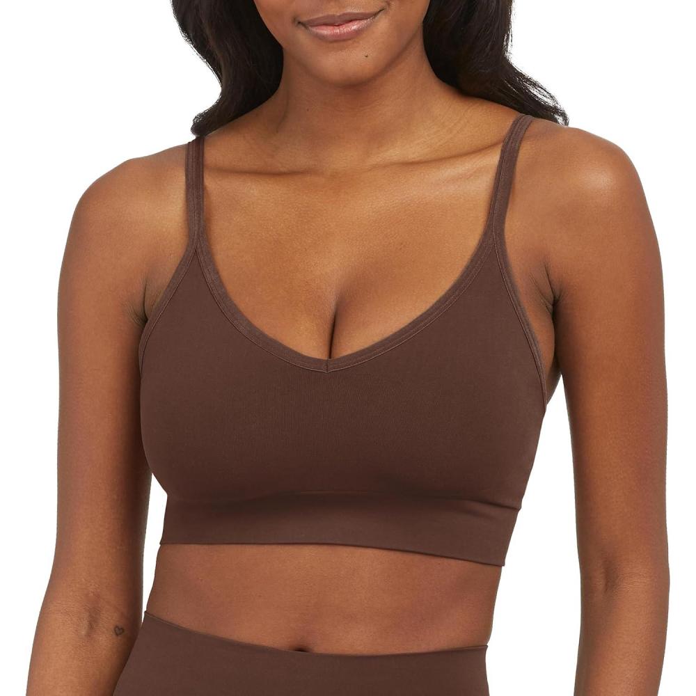 image:imageSPANXsmooth EcoCare Seamless Shaping Longline Bralette Comfortable Everyday Bralette Womens Bra with No UnderwireChestnut Brown