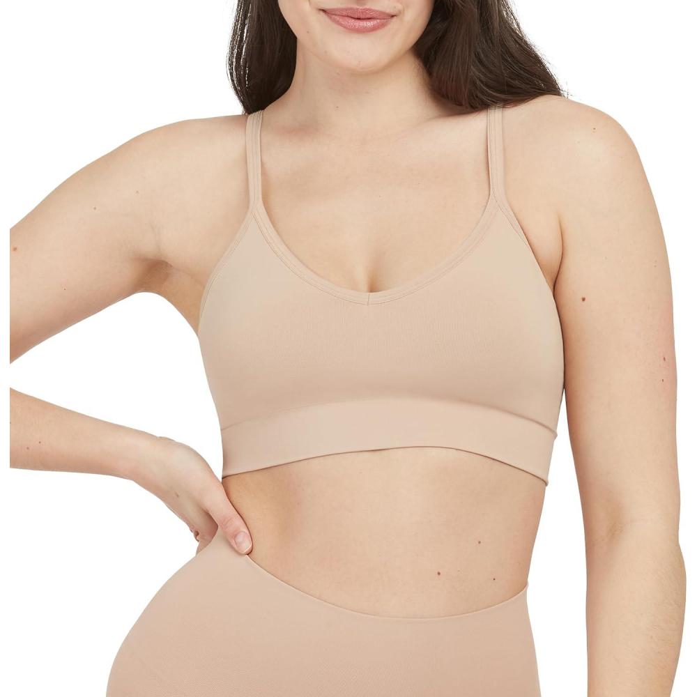 image:imageSPANXsmooth EcoCare Seamless Shaping Longline Bralette  Comfortable Everyday Bralette  Womens Bra with No UnderwireToasted Oatmeal