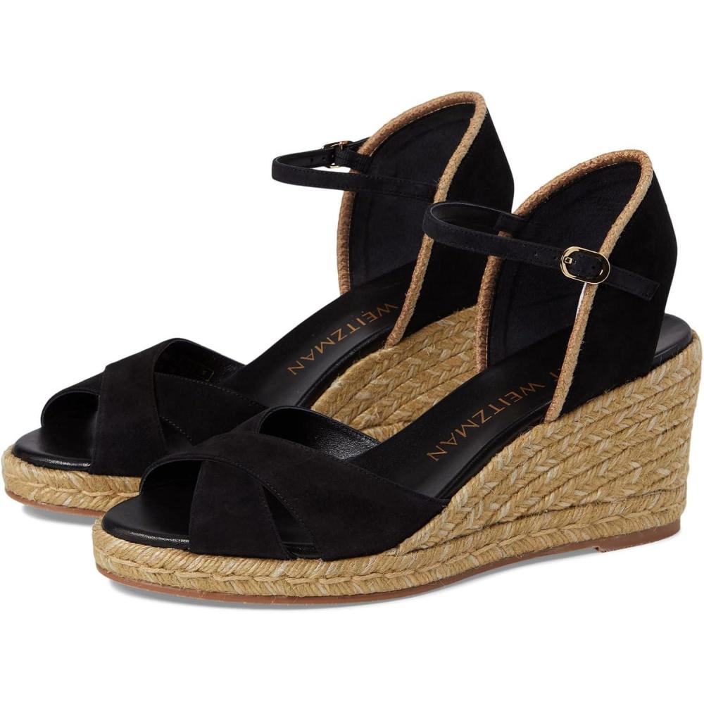 image:imageStuart Weitzman Womens Mirela Ii Wedge EspadrillesBlackNatural