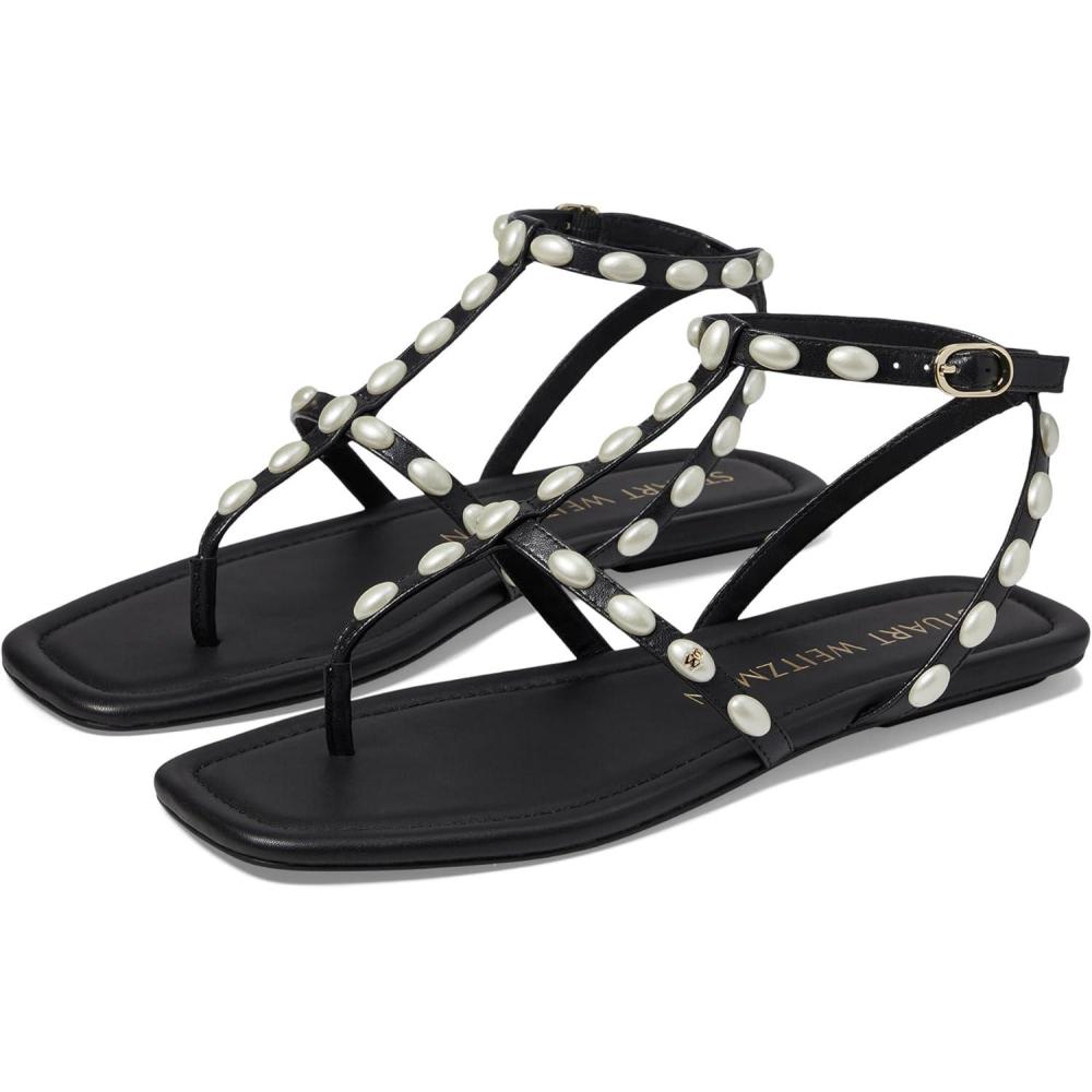 image:imageStuart Weitzman Womens Pearlita Flat SandalsBlack