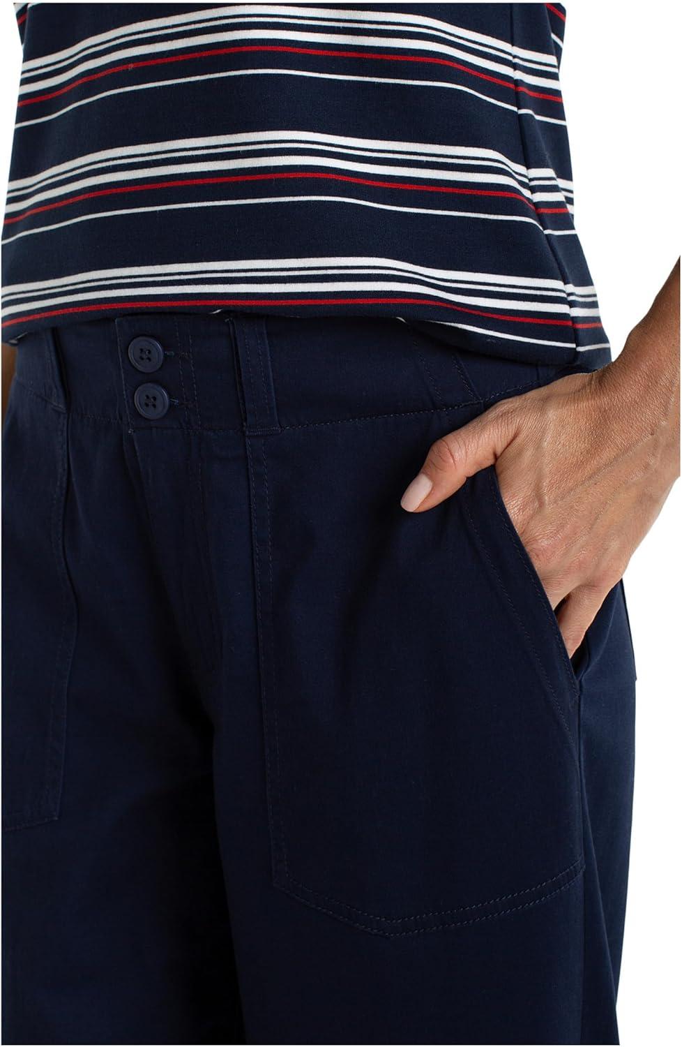 image:imageLiverpool Womens Soft Touch Twill MidRise Utility Patch Pocket Wide Leg Pant 31 InseamDeep Midnight