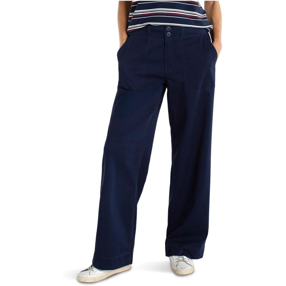 image:imageLiverpool Womens Soft Touch Twill MidRise Utility Patch Pocket Wide Leg Pant 31 InseamDeep Midnight