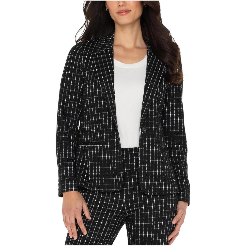 image:imageLiverpool Womens Notch Collar Fitted BlazerBlack White Windowpane Check