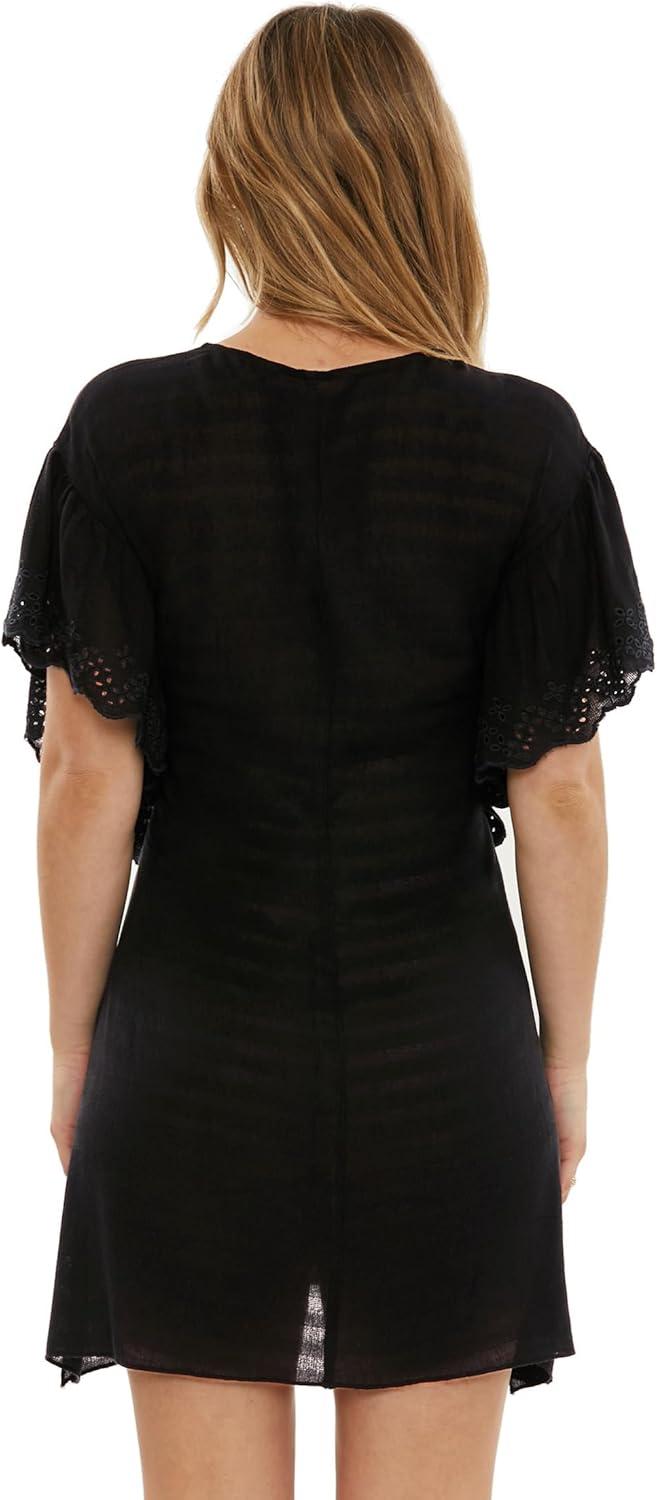 image:imageBECCA womens Barbados Woven Tunic Plunge Neckline Beach Cover Ups for WomenBlack