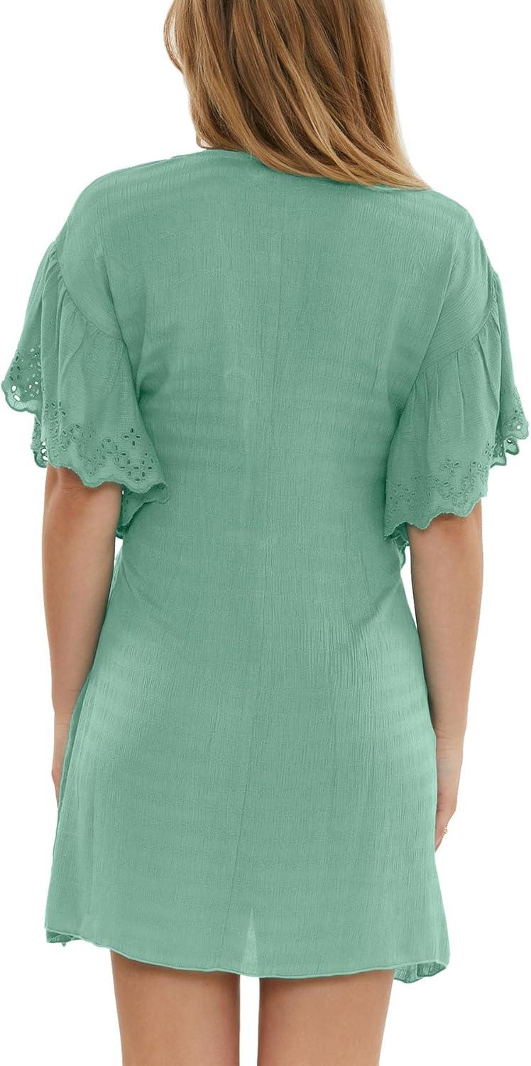image:imageBECCA womens Barbados Woven Tunic Plunge Neckline Beach Cover Ups for WomenMineral