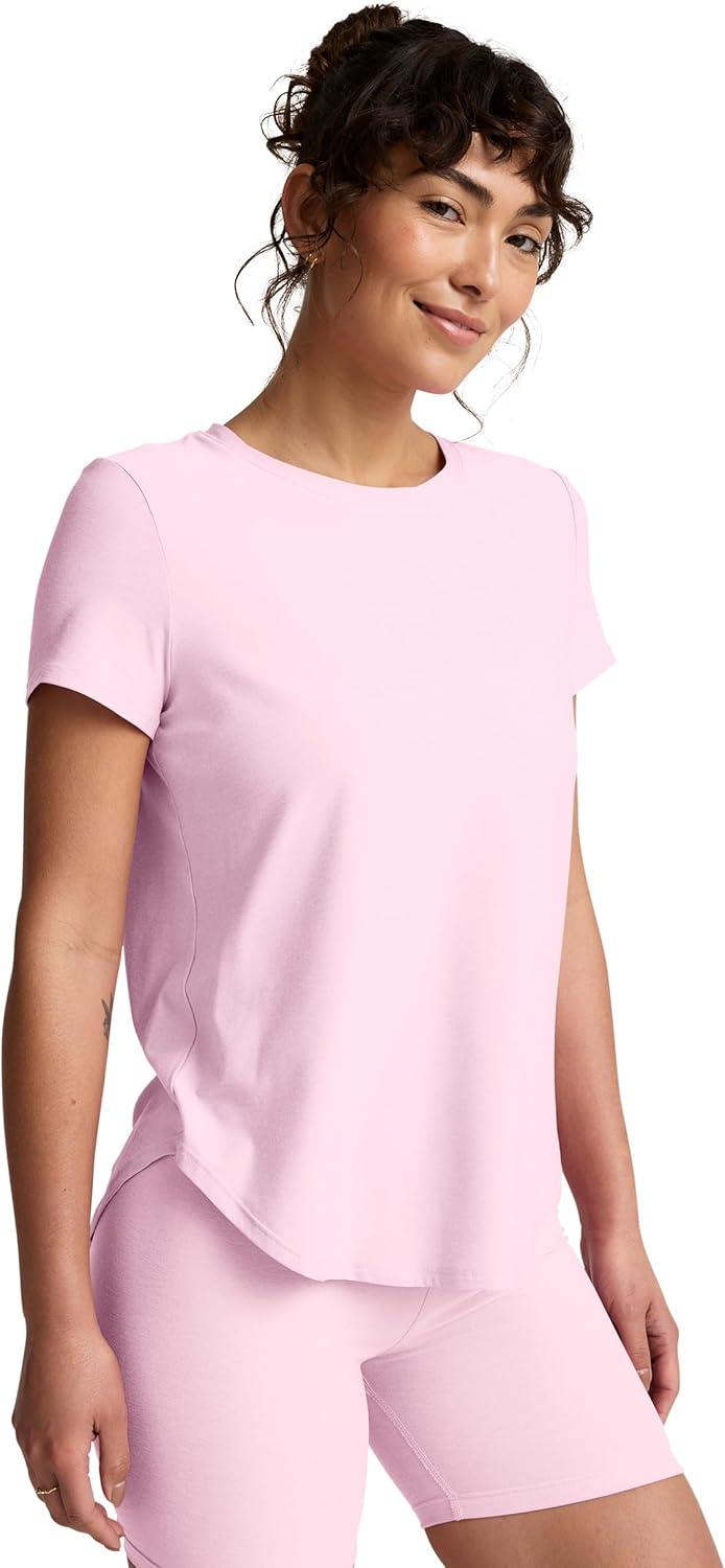 image:imageBeyond Yoga Womens Featherweight On The Down Low TeeFrosty Pink Heather