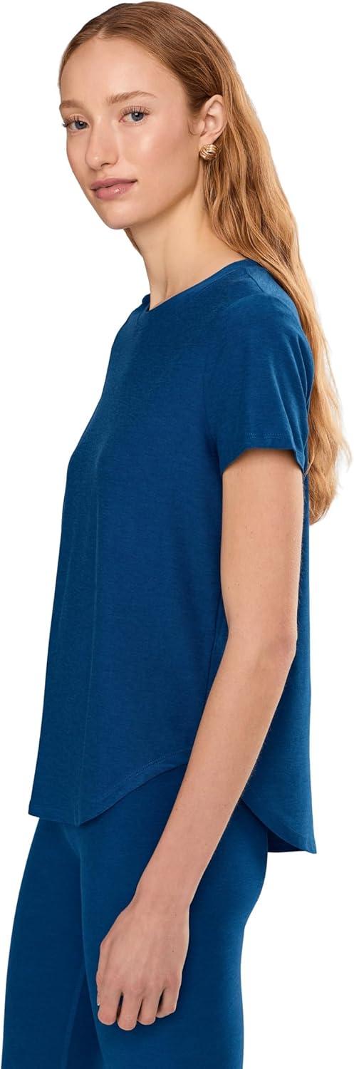 image:imageBeyond Yoga Womens Featherweight On The Down Low TeeMarine Blue Heather