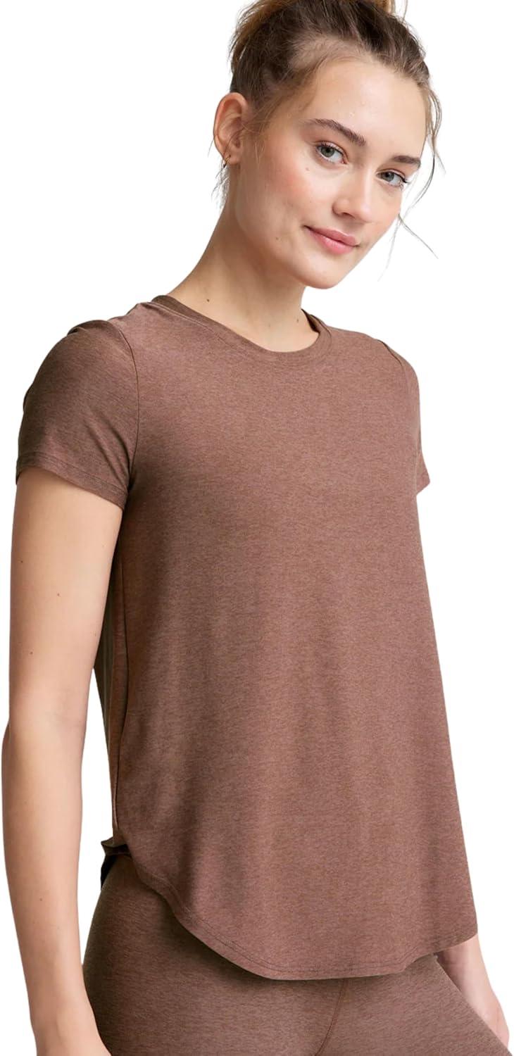 image:imageBeyond Yoga Womens Featherweight On The Down Low TeeRose Brush Heather