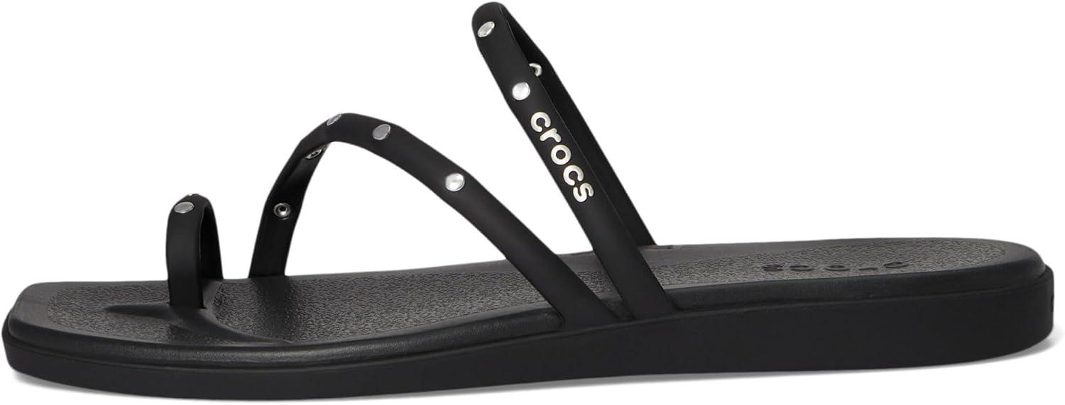image:imageCrocs Womens Miami Toe Loop Sandal FlatBlack Studs