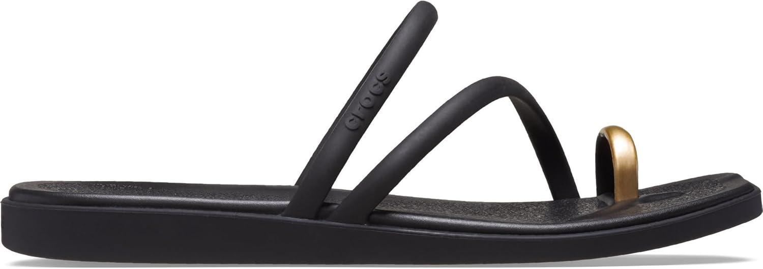 image:imageCrocs Womens Miami Toe Loop Sandal FlatMetallic Black