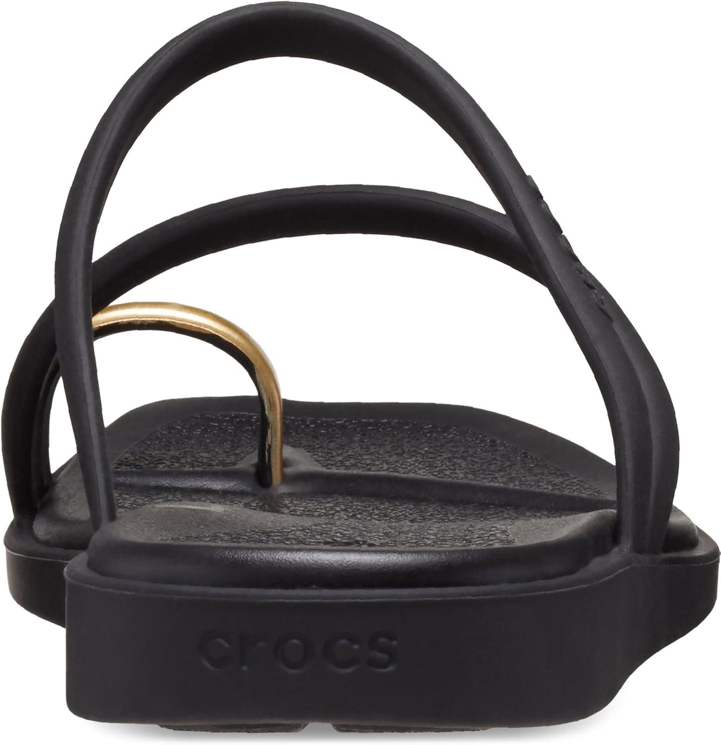 image:imageCrocs Womens Miami Toe Loop Sandal FlatMetallic Black