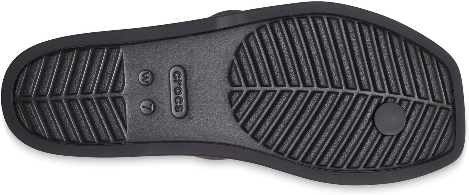 image:imageCrocs Womens Miami Toe Loop Sandal FlatMetallic Black