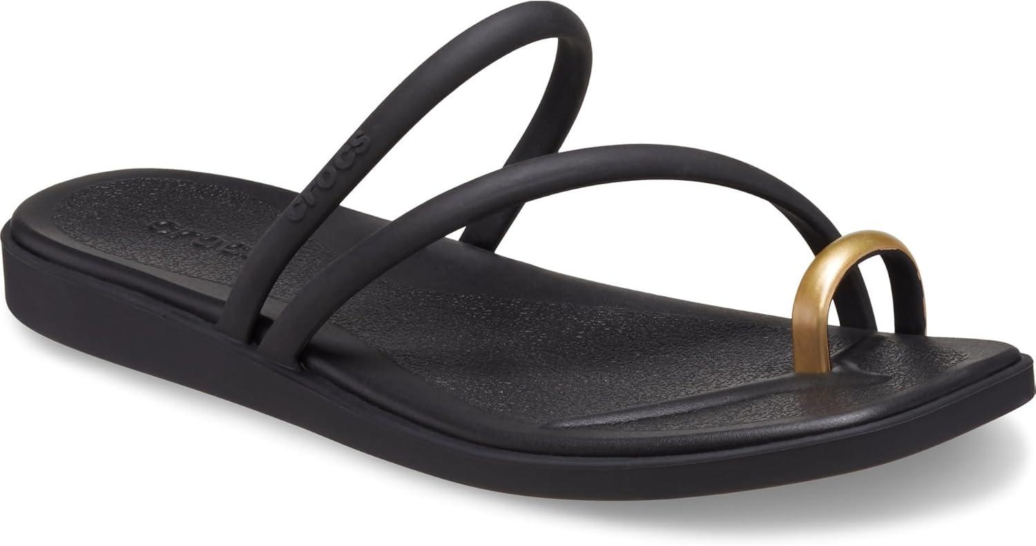 image:imageCrocs Womens Miami Toe Loop Sandal FlatMetallic Black
