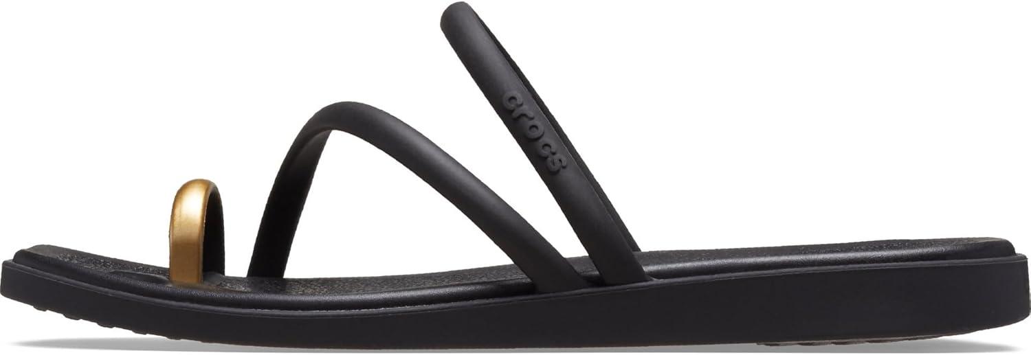 image:imageCrocs Womens Miami Toe Loop Sandal FlatMetallic Black