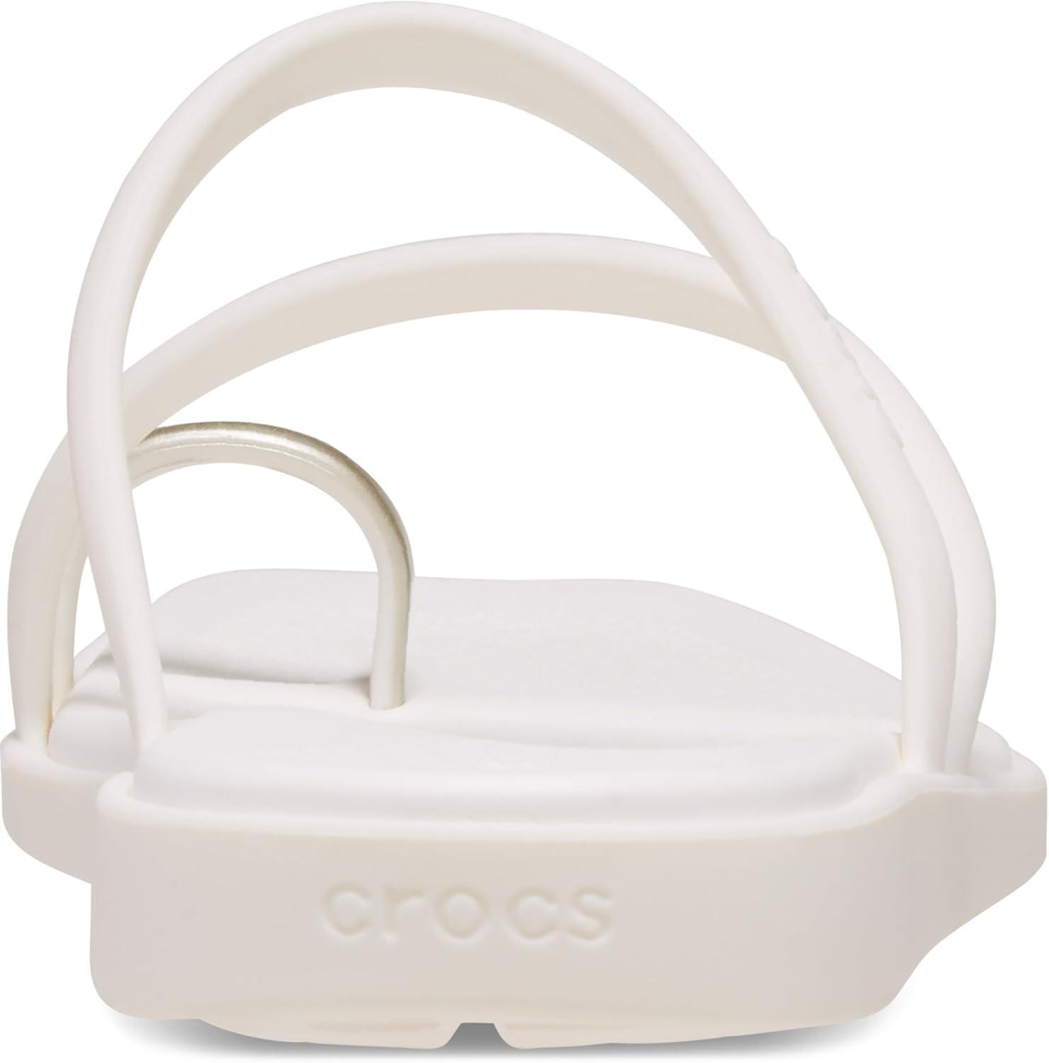 image:imageCrocs Womens Miami Toe Loop Sandal FlatMetallic Chalk