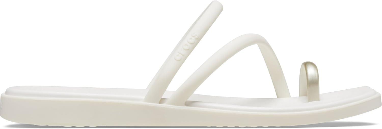 image:imageCrocs Womens Miami Toe Loop Sandal FlatMetallic Chalk