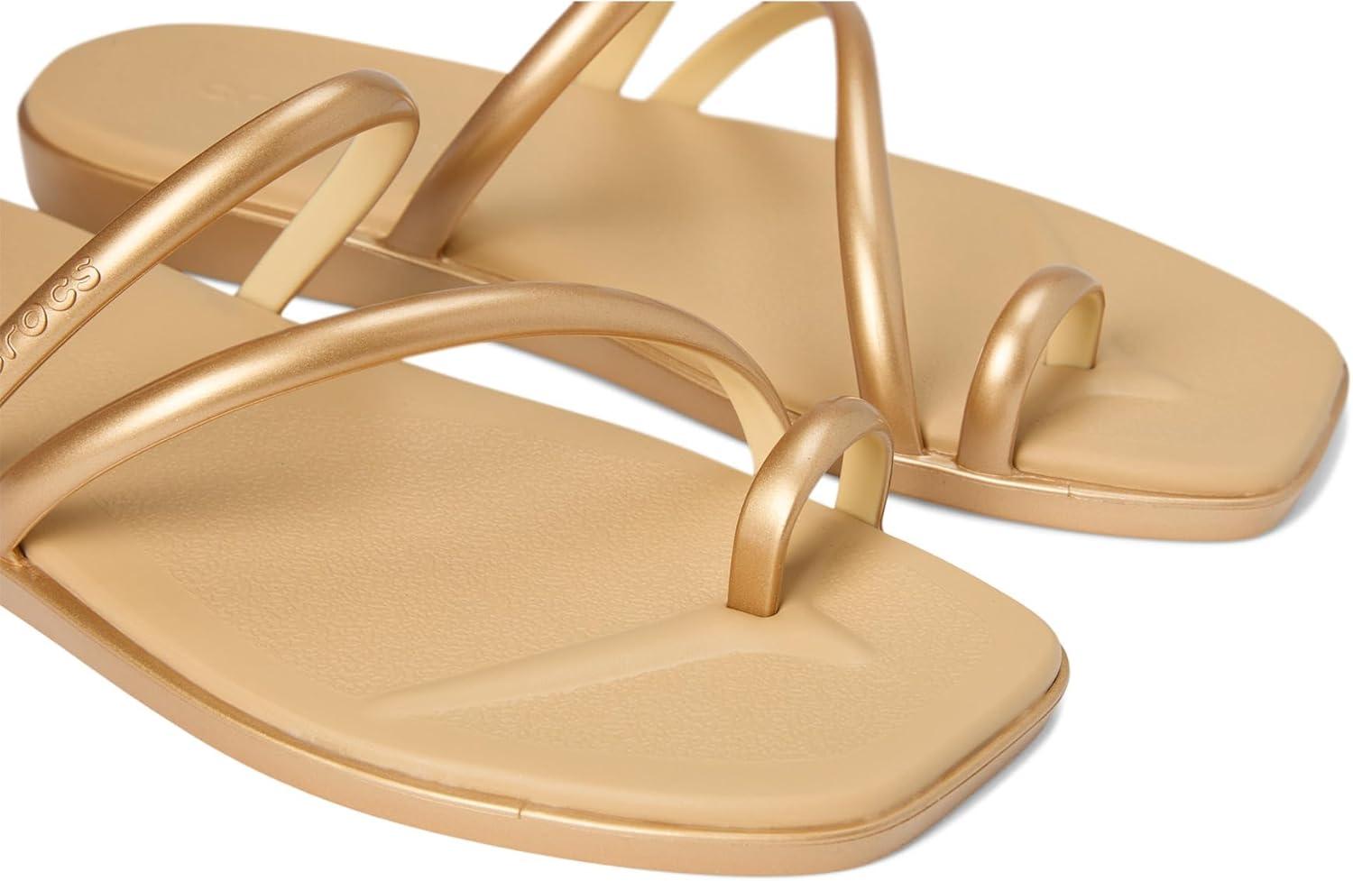 image:imageCrocs Womens Miami Toe Loop Sandal FlatMetallic Gold