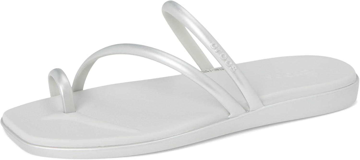 image:imageCrocs Womens Miami Toe Loop Sandal FlatMetallic Silver