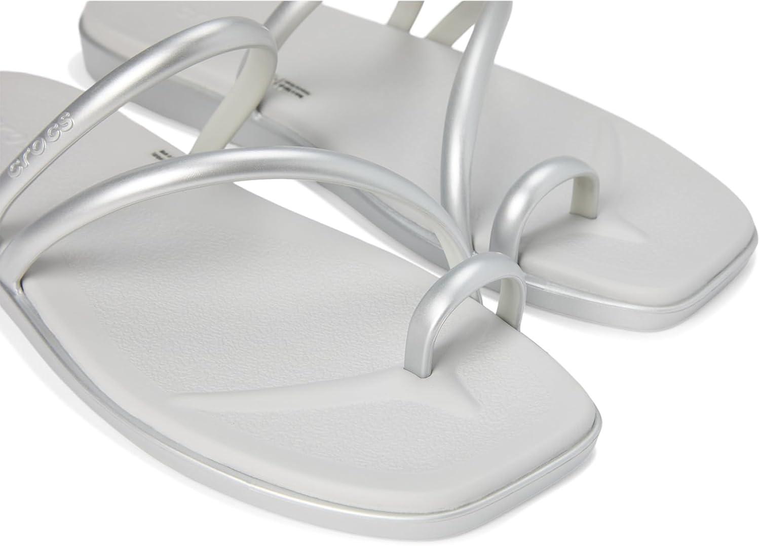 image:imageCrocs Womens Miami Toe Loop Sandal FlatMetallic Silver