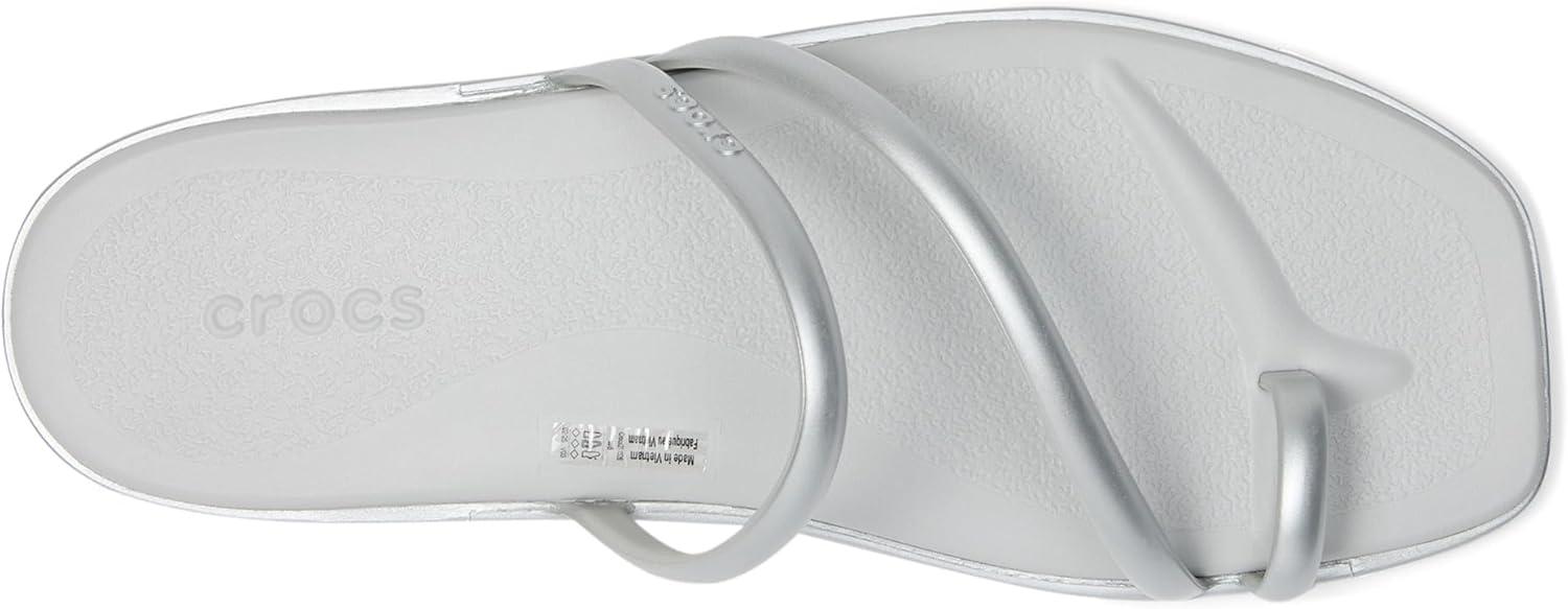 image:imageCrocs Womens Miami Toe Loop Sandal FlatMetallic Silver