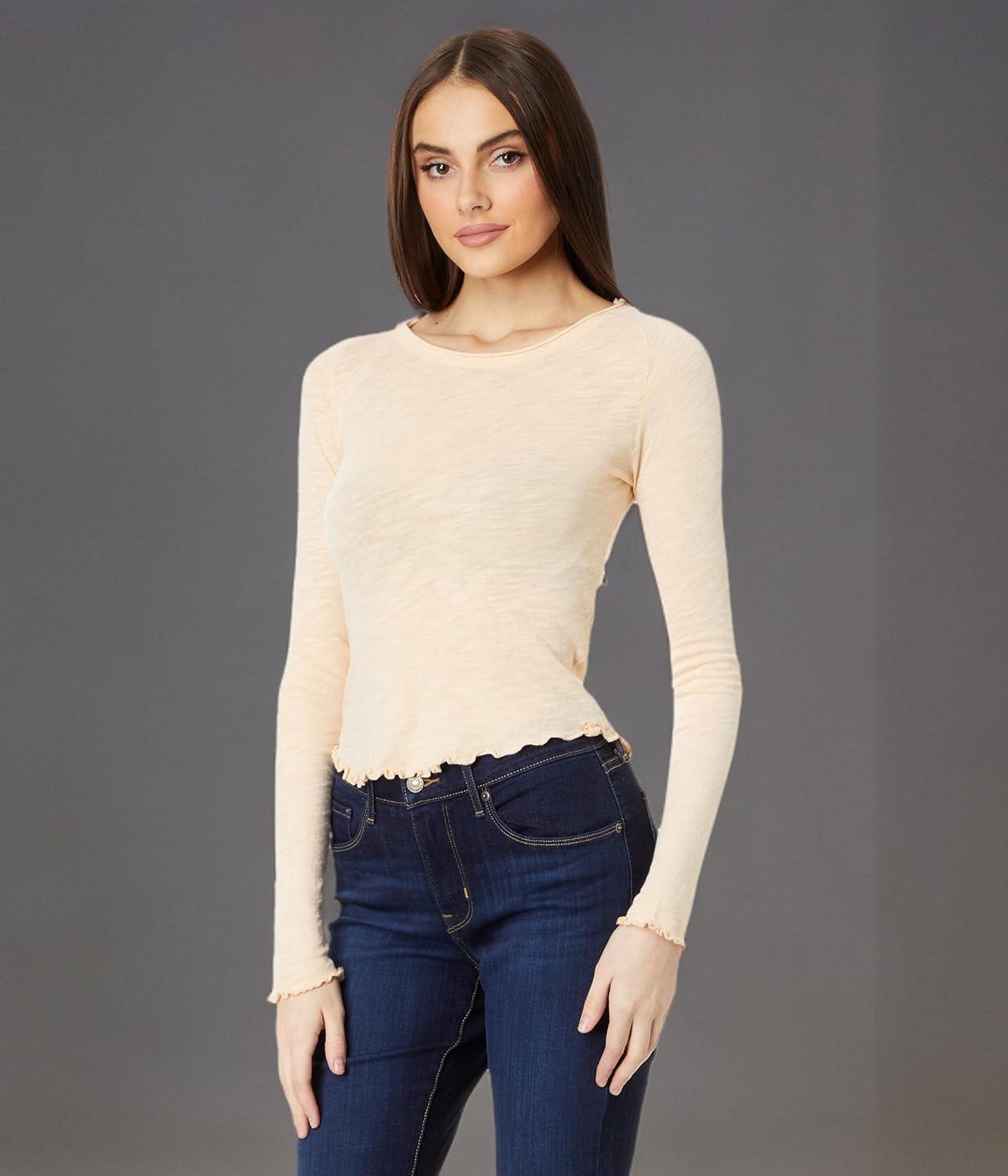 image:imageFree People Womens Be My Baby Long SleeveWhite Peach