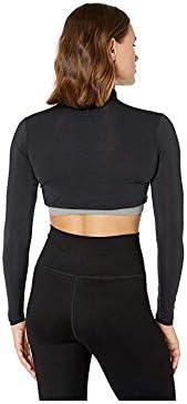 image:imageJamie Sadock Sunsense 35 SPF Lightweight Mock Neck Crop Layering Top Outfit for College amp GymJet Black