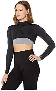 image:imageJamie Sadock Sunsense 35 SPF Lightweight Mock Neck Crop Layering Top Outfit for College amp GymJet Black