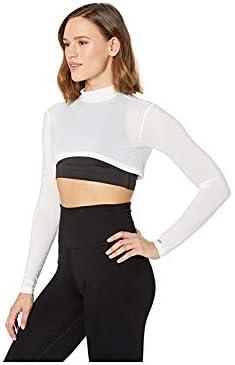 image:imageJamie Sadock Sunsense 35 SPF Lightweight Mock Neck Crop Layering Top Outfit for College amp GymSugar White