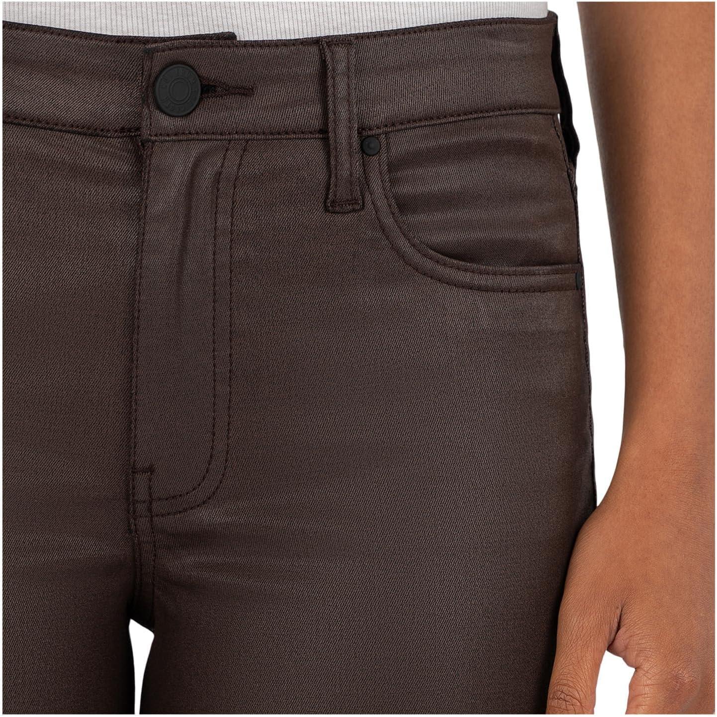 image:imageKUT from The Kloth Womens Kelsey HighRise Ankle Flare with Raw HemChocolate