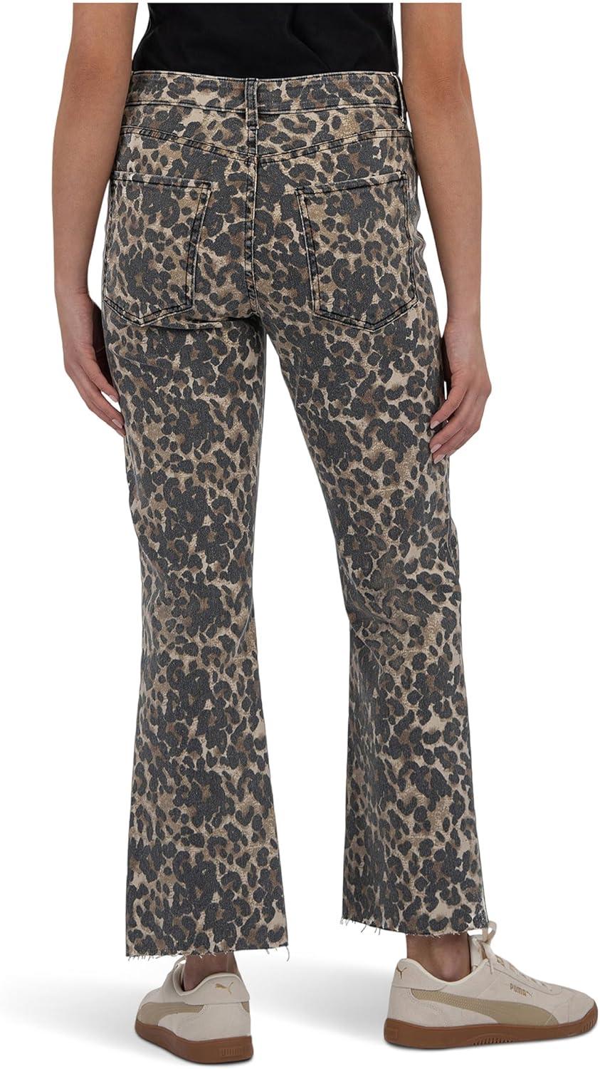 image:imageKUT from The Kloth Womens Kelsey HighRise Ankle Flare with Raw HemTanBrown