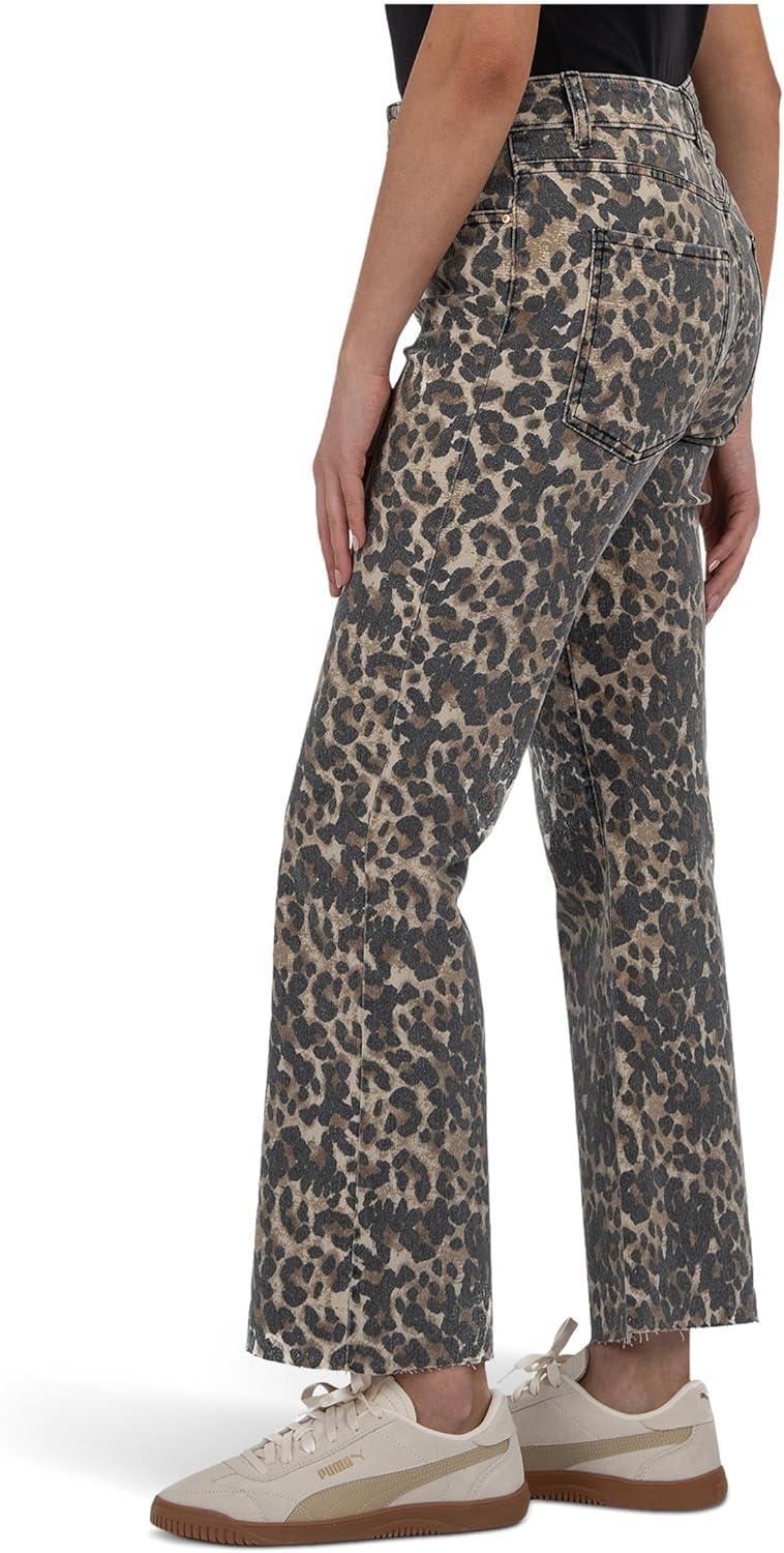 image:imageKUT from The Kloth Womens Kelsey HighRise Ankle Flare with Raw HemTanBrown