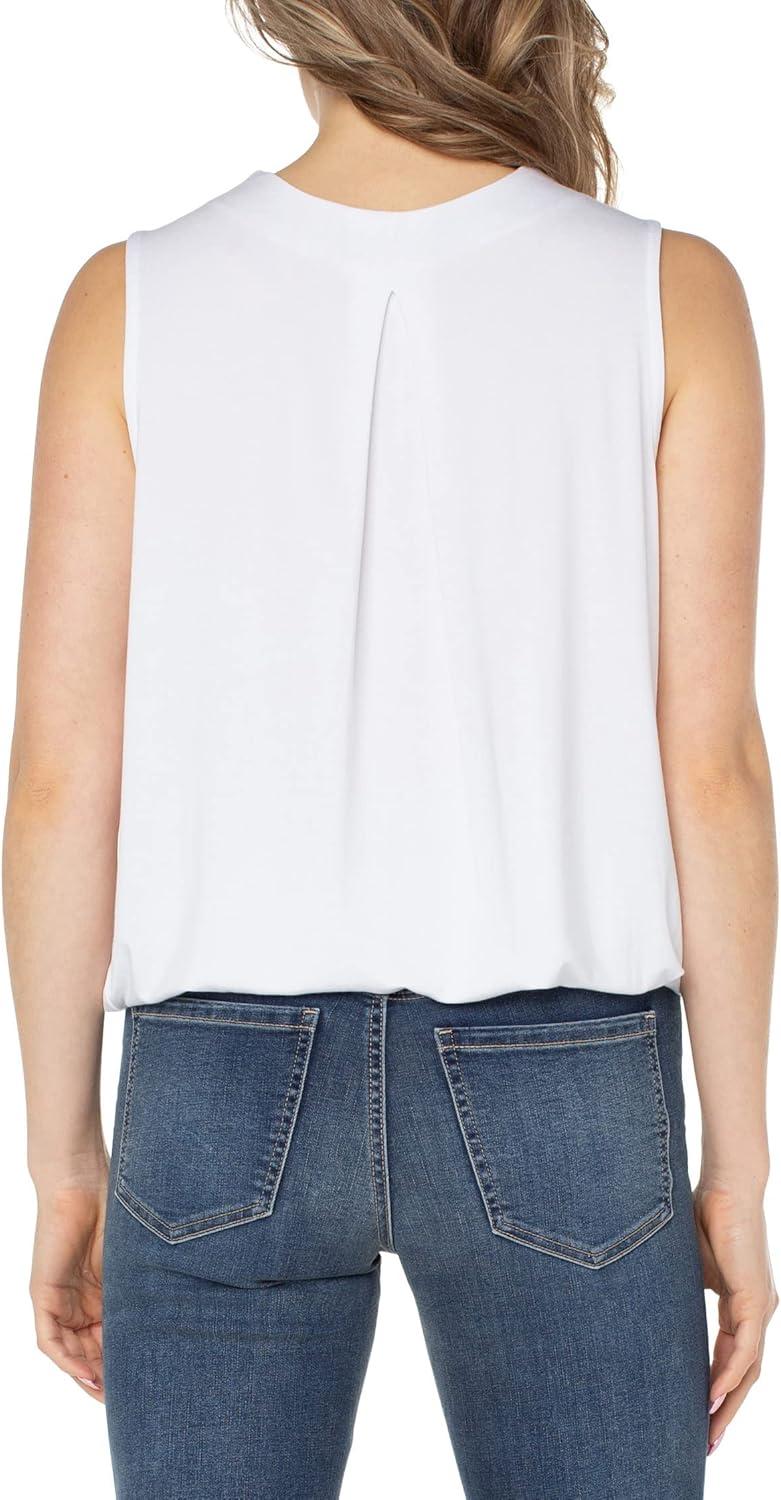 image:imageLiverpool Womens Sleeveless VNeck Drape Front Knit TopWhite